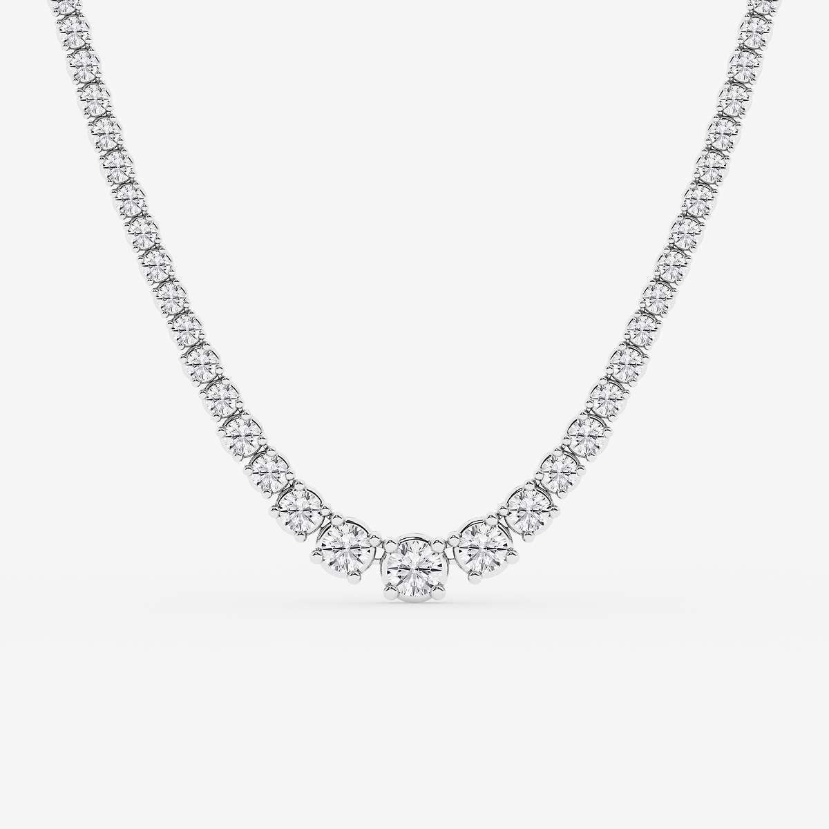 15 ctw Round Lab Grown Diamond Four Prong Graduated Tennis Necklace